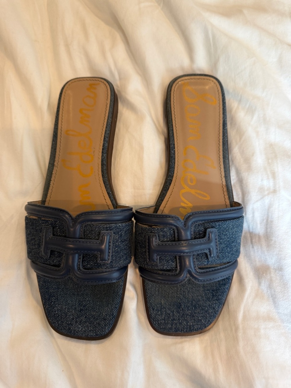 Sam Edelman Dark Blue Denim Slides
